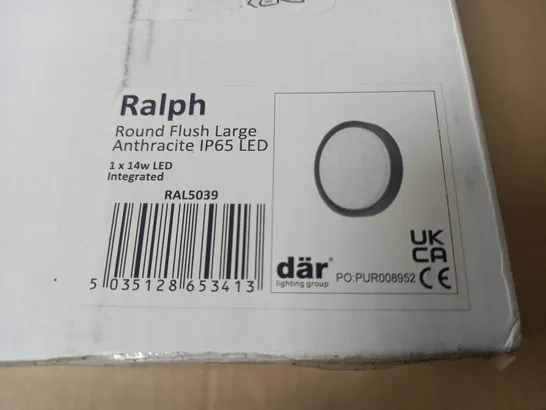 BOXED DAR LIGHTING RALPH ROUND FLUSH LARGE LIGHT IN ANTHRACITE IP65 LED