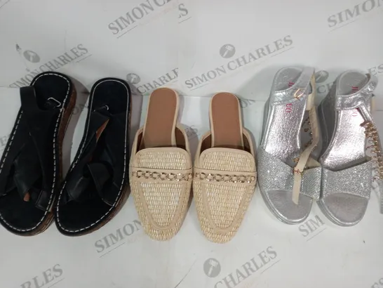 BOX OF APPROXIMATELY 10 ASSORTED PAIRS OF SHOES IN VARIOUS STYLES AND SIZES TO INCLUDE JIAAODUO, ASOS DESIGN, ETC