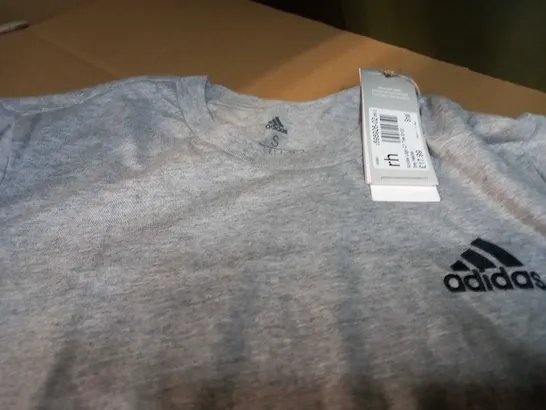 ADIDAS GREY MARL/LOGO TEE - SMALL