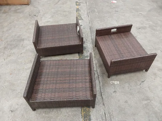 3 X RATTAN FOOTSTOOLS