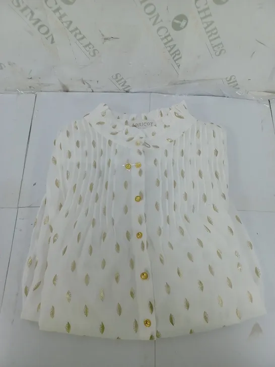 APRICOT SHIRT IN CREAM WITH GOLD PRINT SIZE UK 12