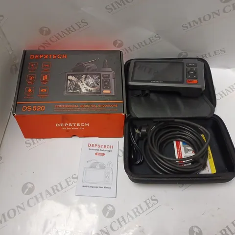 BOXED DEPSTECH INDUSTRIAL ENDOSCOPE - MODEL DS520 - WITH 5" SCREEN, CARRY CASE, ACCESSORIES AND USER MANUAL