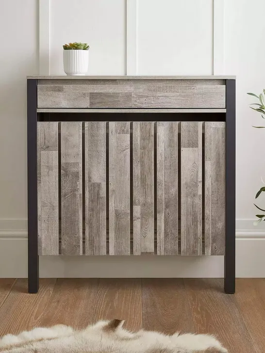 LLOYD PASCAL LINLEY MINI RADIATOR COVER WITH 1 DRAWER IN WOOD EFFECT GREY - COLLECTION ONLY