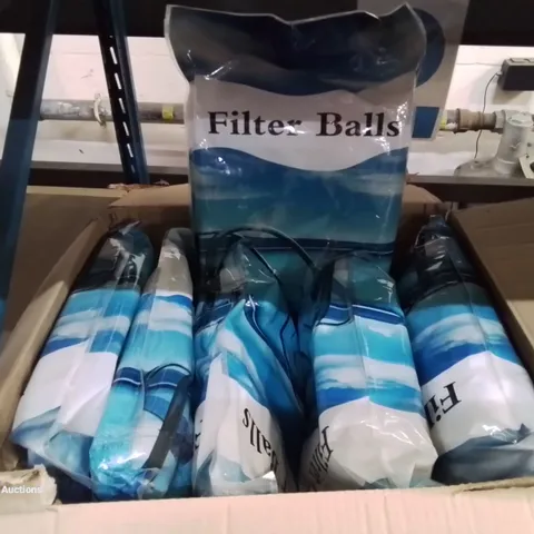 A BOX OF 6 BAGS OF SWIMMING POOL FILTER BALLS