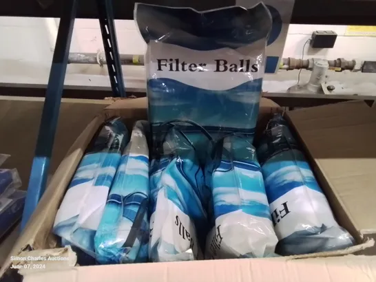 A BOX OF 6 BAGS OF SWIMMING POOL FILTER BALLS