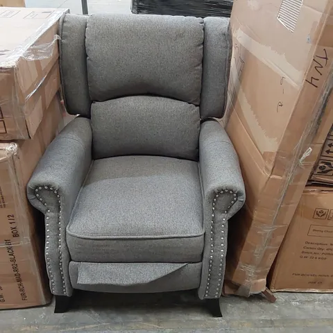 GREY FABRIC UPHOLSTERED ARM CHAIR 