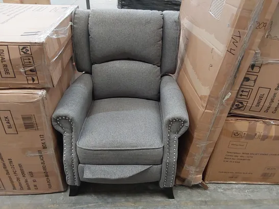 GREY FABRIC UPHOLSTERED ARM CHAIR 