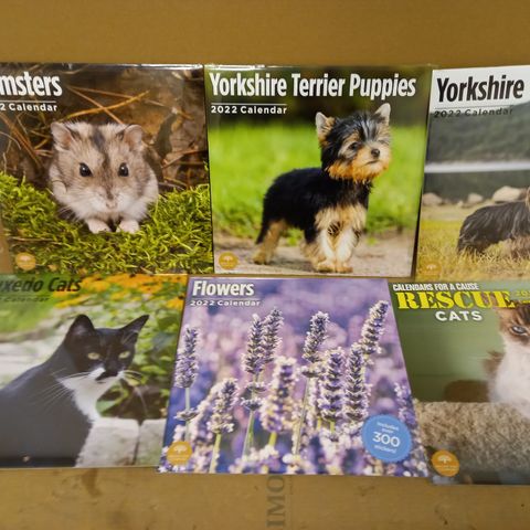 LOT OF 10 2022 CALENDARS TO INCLUDE YORKSHIRE TERRIER, HAMSTERS AND CATS