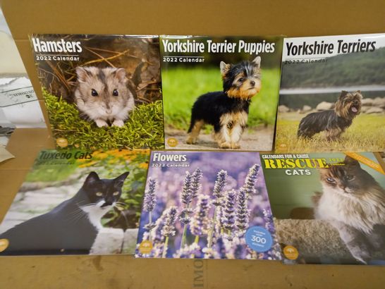 LOT OF 10 2022 CALENDARS TO INCLUDE YORKSHIRE TERRIER, HAMSTERS AND CATS