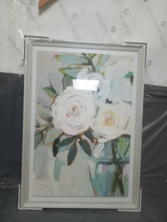 VERY HOME WHITE FLOWER FRAMED PRINT  RRP £25