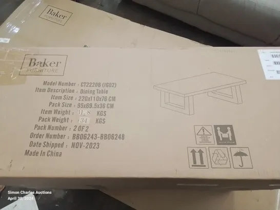 BOXED BAKER FURNITURE INGRID 220 X 110 X 77CM DINING TABLE (2 BOXES)