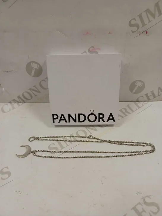 PANDORA WOMENS CRESCENT MOON NECKLACE - SILVER 