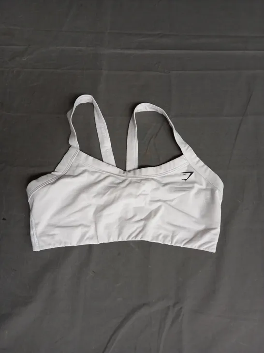 GYMSHARK COTTON LIFTING SPORTS BRA LIGHT SUPPORT IN WHITE SIZE M