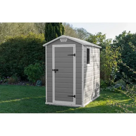 BOXED KETER MANOR 4FT W X 6FT D APEX SHED (1 BOX)