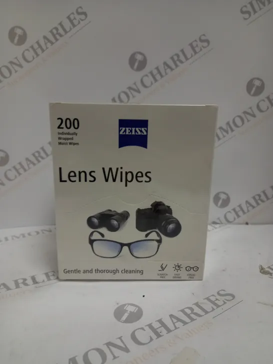 BOXED SEALED ZEISS 200 INDIVIDUALLY WRAPPED MOIST LENS WIPES 