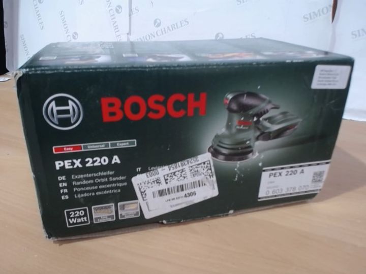 Lot 2216 BOSCH PEX 220 ORBIT SANDER Simon Charles Auctioneers