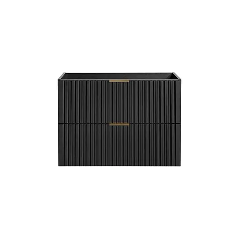 BOXED JAMARUS 80CM WALL MOUNTED SINGLE BATHROOM BASE IN BLACK