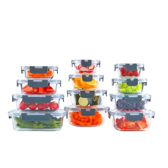 BOXED NEO GLASS FOOD STORAGE CONTAINER SET WITH LIDS - APPROXIMATELY 12-PIECES (1 BOX)