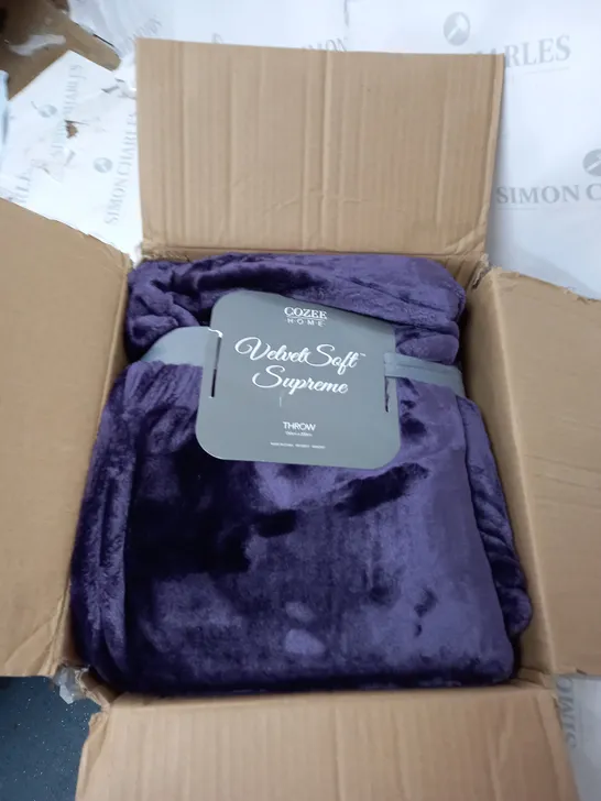 COZEE HOME VELVET SUPER SOFT THROW PURPLE 