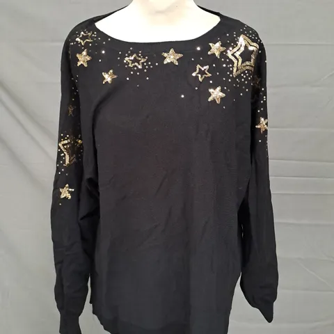 MONSOON GOLD STAR SEQUIN JUMPER IN BLACK SIZE LARGE