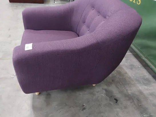 DESIGNER BUTTONED BACK EASY CHAIR PURPLE FABRIC 