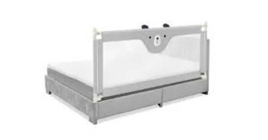 BOXED COSTWAY BED GUARD RAIL FOR TODDLERS VERTICAL 180cm BED RAIL WITH DOUBLE LOCK - GREY