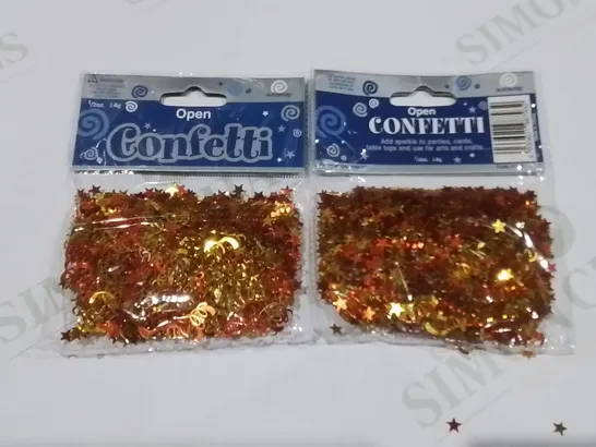 LOT OF 144 BRAND NEW 14G PACKS OF METALLIC STARS AND SWIRLS CONFETTI - 12 PACKS CONTAINING 12 PIECES