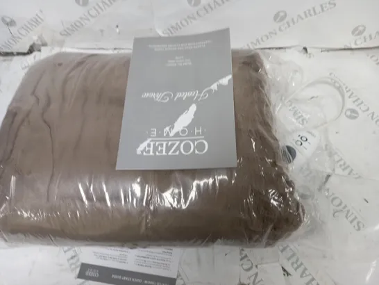 BOXED COZEE HOME HEATED BLANKET IN DARK TAUPE