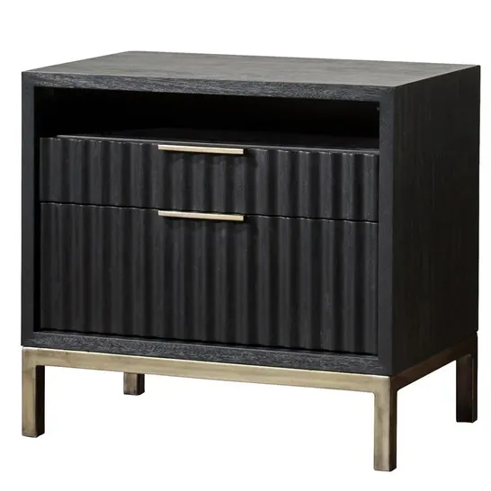 BOXED LITE 2 DRAWER METAL BEDSIDE TABLE