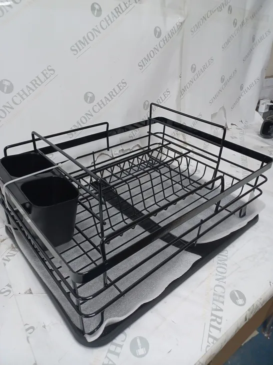 BOXED BLACK 2 TIER METAL DISH RACK 