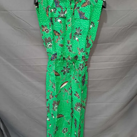 KAREN MILLEN TALL TOPSTITCH FLORAL BATIK LINEN VISCOSE JUMPSUIT SIZE UK 8