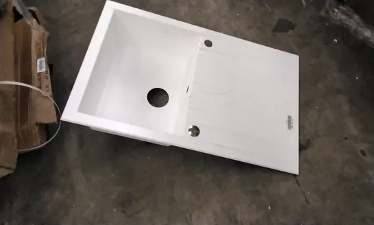 WHITE COMPOSITE KITCHEN SINK WITH DRYING RACK