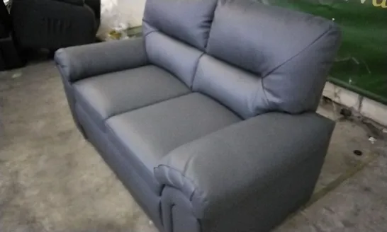 DESIGNER GREY LEATHER 2 SEATER SOFA