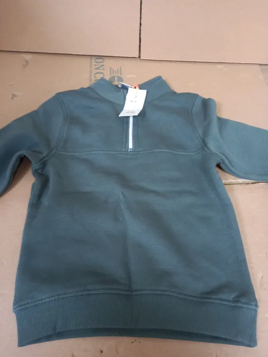 RIVER ISLAND BOY FUNNEL ZIP SWEATSHIRT IN KHAKI - 2-3 YEARS