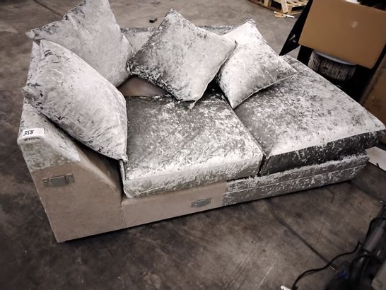 CRUSHED SILVER VELVET CHAISE SECTION 