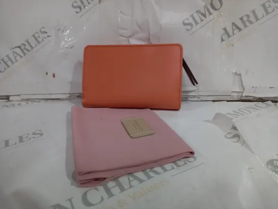 RADLEY LONDON LEATHER PURSE IN ORANGE WITH PINK POUCH