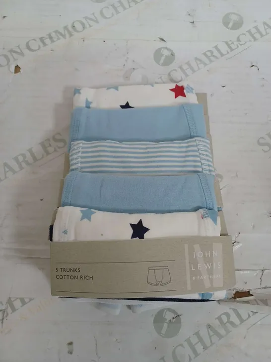 JOHN LEWIS 5 TRUNKS COTTON RICH - 11 YEARS