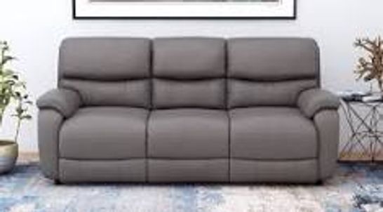 BOXED DESIGNER ALORA POWER RECLINING THREE SEATER SOFA ELEPHANT LATTE