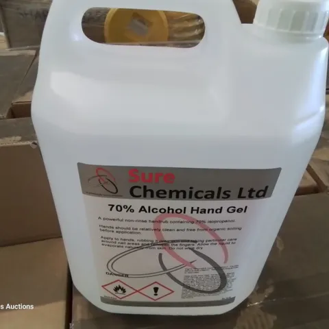 PALLET OF 27 CASES EACH CONTAINING 4 × 5LITRES SURE 70% ALCOHOL HAND GEL