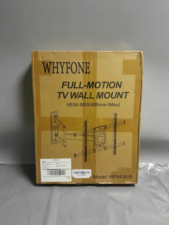BOXED WHYFONE FULL-MOTION TV WALL MOUNT 600X400MM MAX MODEL WF9439-B