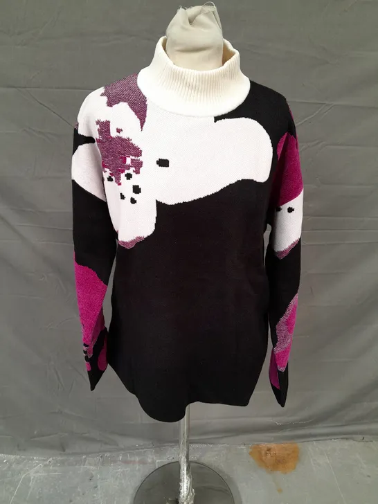 WYNNE COLLECTION FLORAL SWEATER IN PLUMBERRY COMBO SIZE M