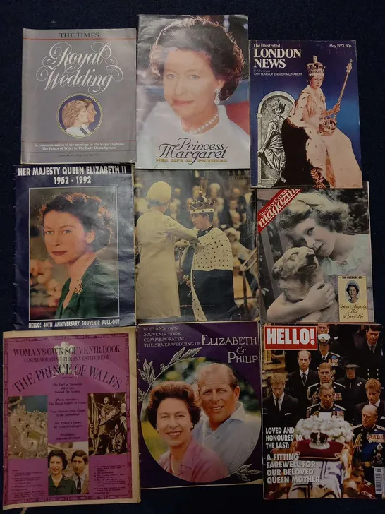 VINTAGE LARGE COLLECTION OF ROYAL FAMILY BOOKS,MAGAZINES, EPHEMERA AND NEWSPAPERS PULL OUTS