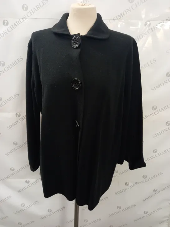 MARKS AND SPENCER PORTFOLIO BLACK BUTTON FRONT CARDIGAN - UK 16