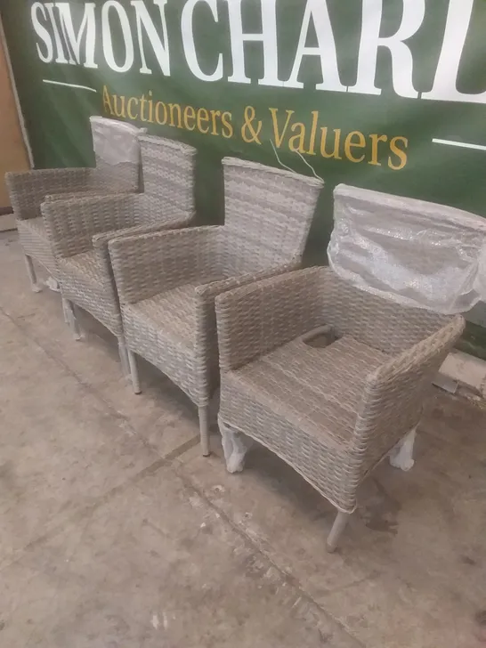 X4 RATTAN EFFECT GARDEN CHAIRS GREY