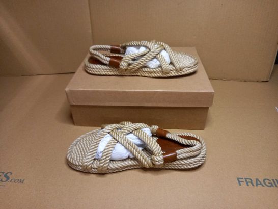 BOXED PAIR OF PENELOPE CHILVERS ROPE SANDALS - SIZE 5