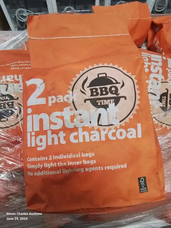 PALLET CONTAINING APPROXIMATELY 60 X 2 IN 1 INSTANT LIGHT BARBECUE CHARCOAL BAGS