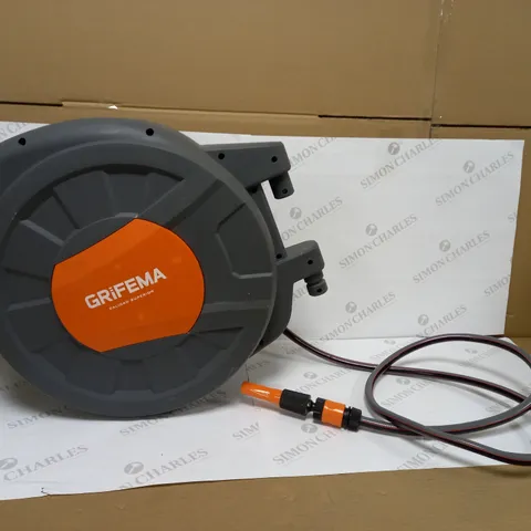 GRIFEMA G301-35 AUTOMATIC GARDEN HOSE REEL, 35M WALL-MOUNTED HOSE REEL WITH 180 DEGREE ROTATION