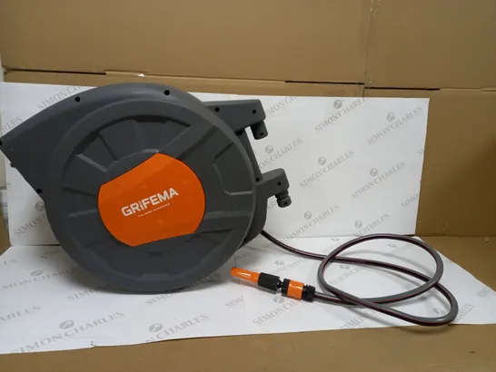 GRIFEMA G301-35 AUTOMATIC GARDEN HOSE REEL, 35M WALL-MOUNTED HOSE REEL WITH 180 DEGREE ROTATION