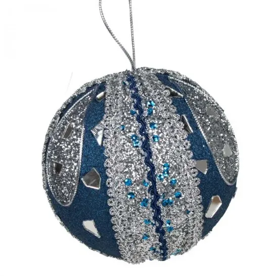 BOXED BAUBLE COLOUR: DARK BLUE AND SILVER