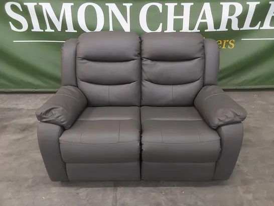 DESIGNER 2 SEATER LEATHER UPHOLSTERED MANUAL RECLINER SOFA